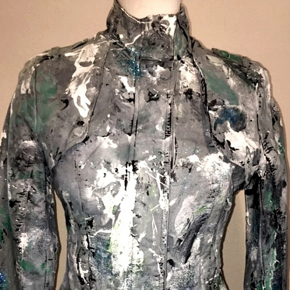 Painted Cropped Jacket Abstract 